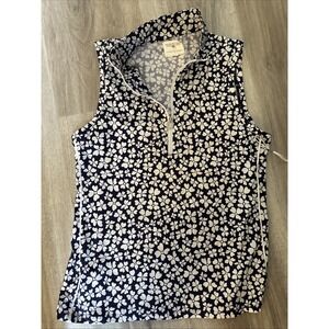 Kinona Sleeveless Golf Top Women's S Blue White Floral UPF 50+ Cool Touch NWT